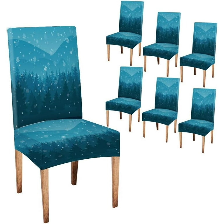 Christmas Chair Cover Dining Room Seat Covers Winter Night Forest