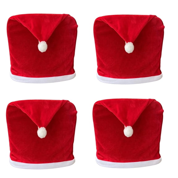 Christmas Chair Cover Red Santa Hat Dining Back Seat Covers for 2023 New Year Party Kitchen Table Home Decorations 60x50