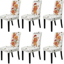 Christmas Chair Cover Set of 6 Gingerbread Winter Dining Room Slipcovers Stretch Parsons Chair Seat Protectors Xmas Holiday Decor-6PCS