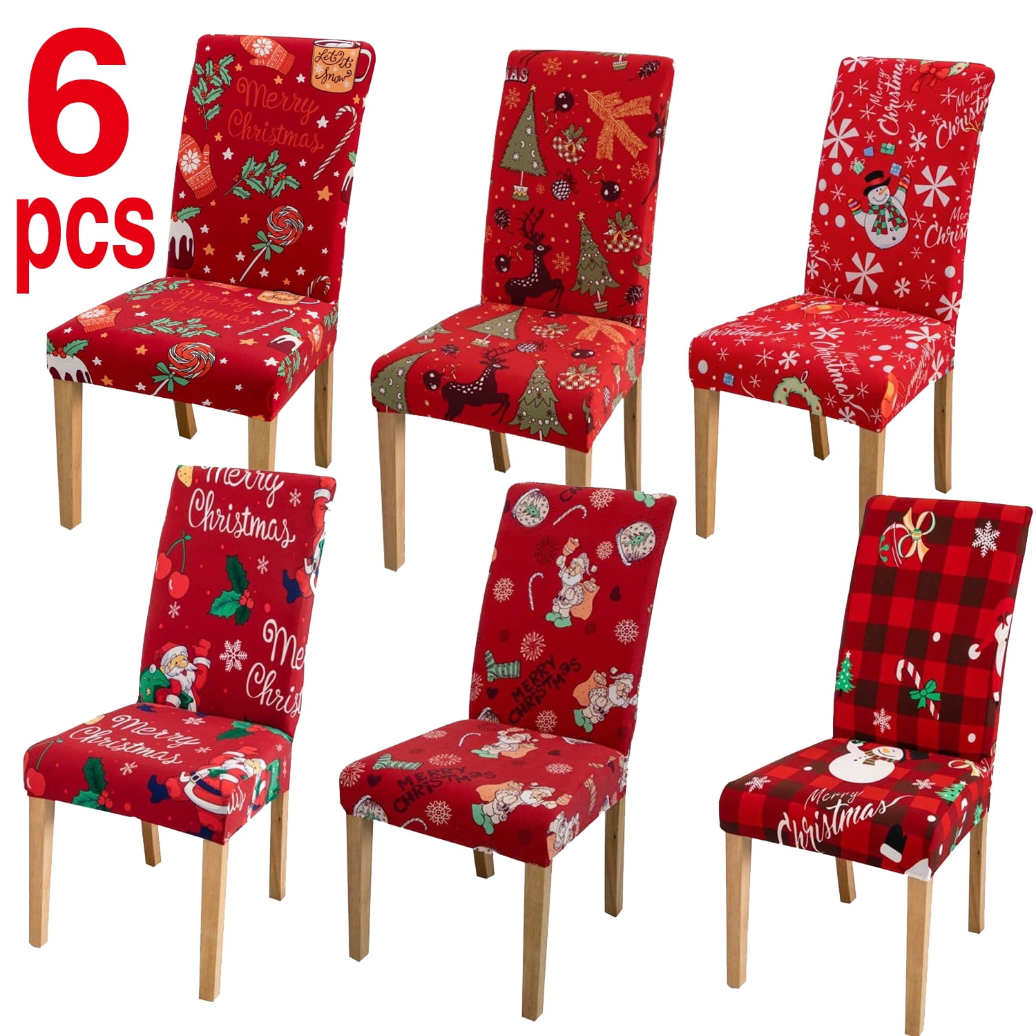 Christmas Chair Covers Decoration 6 Stretchy Removable Christmas