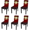 thumbnail image 1 of Christmas Chair Covers for Dining Room Printed Chair Covers Christmas Decor Stretch Removable Chair Covers Non Slip Washable Furniture Protector for Kitchen (6, Dark Red), 1 of 2
