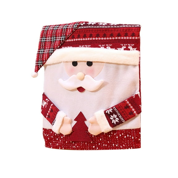 Christmas Chair Covers – Santa Hat Chair Back Covers for Dining Room, Washable Fabric Chair Slipcovers for Holiday Party, Restaurant, Office, Classroom Decorations
