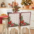 thumbnail image 1 of Christmas Chair Covers Set of 1 Cardinal Pine Leaf Berry Floral Linen Red Plaid Chair Back Covers Stretch Removable Washable Slipcovers Protector for Dining Room Kitchen Party Decor, 1 of 5