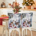 thumbnail image 1 of Christmas Chair Covers Set of 1 Winter Redsnowman Deer Pine Trees Nature Snow Scene Chair Back Covers Stretch Removable Washable Slipcovers Protector for Dining Room Kitchen Party Decor, 1 of 5