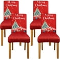 thumbnail image 1 of Christmas Chair Covers Set of 4, Christmas Decorations Stretch Removable Washable Dining Room Chair Protector Slipcovers for Xmas Decor Holiday Party Home Decoracion De Navidad (Christmas 1, 4 PCS), 1 of 6
