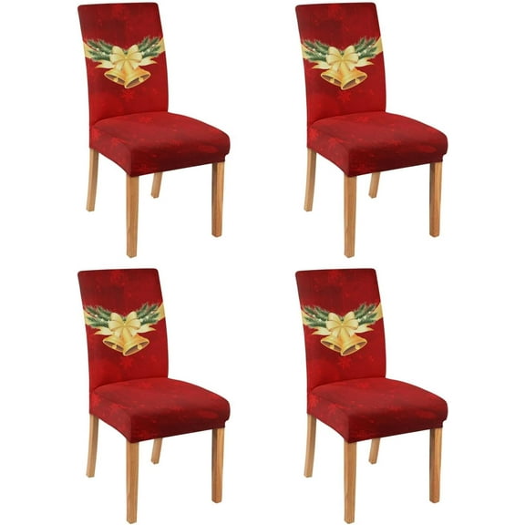 Christmas Chair Covers Set of 4, Christmas Decorations Stretch Removable Washable Dining Room Chair Protector Slipcovers for Xmas Decor Holiday Party Home Decoracion De Navidad (Christmas 4, 4 PCS)