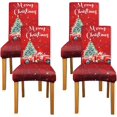 thumbnail image 1 of Christmas Chair Covers Set of 4, Christmas Decorations Stretch Removable Washable Dining Room Chair Protector Slipcovers for Xmas Decor Holiday Party Home Decoracion De Navidad (Christmas 2, 4 PCS), 1 of 6