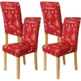 thumbnail image 1 of Christmas Chair Covers Set of 4, Christmas Decorations Stretch Removable Washable Dining Room Chair Protector Slipcovers for Xmas Decor Holiday Party Kitchen Home Decorations (Merry Christmas, 4 PCS), 1 of 6