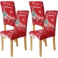 thumbnail image 1 of Christmas Chair Covers Set of 4, Christmas Decorations Stretch Removable Washable Dining Room Chair Protector Slipcovers for Xmas Decor Holiday Party Kitchen Home Decorations (Red Truck, 4 PCS), 1 of 6