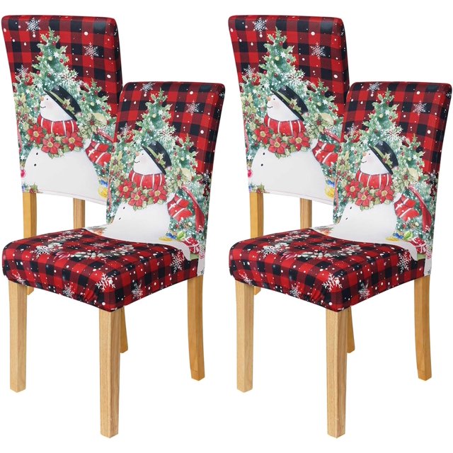 Christmas Chair Covers Set of 4, Christmas Decorations Stretch