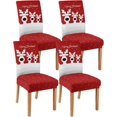 thumbnail image 1 of Christmas Chair Covers Set of 4, Red Chair Covers for Dining Chairs Reindeer Seat Covers, Washable Stretch Parsons Chair Slipcover, Removable Kitchen Chair Protectors Covers Holiday Restaurant Decor, 1 of 6