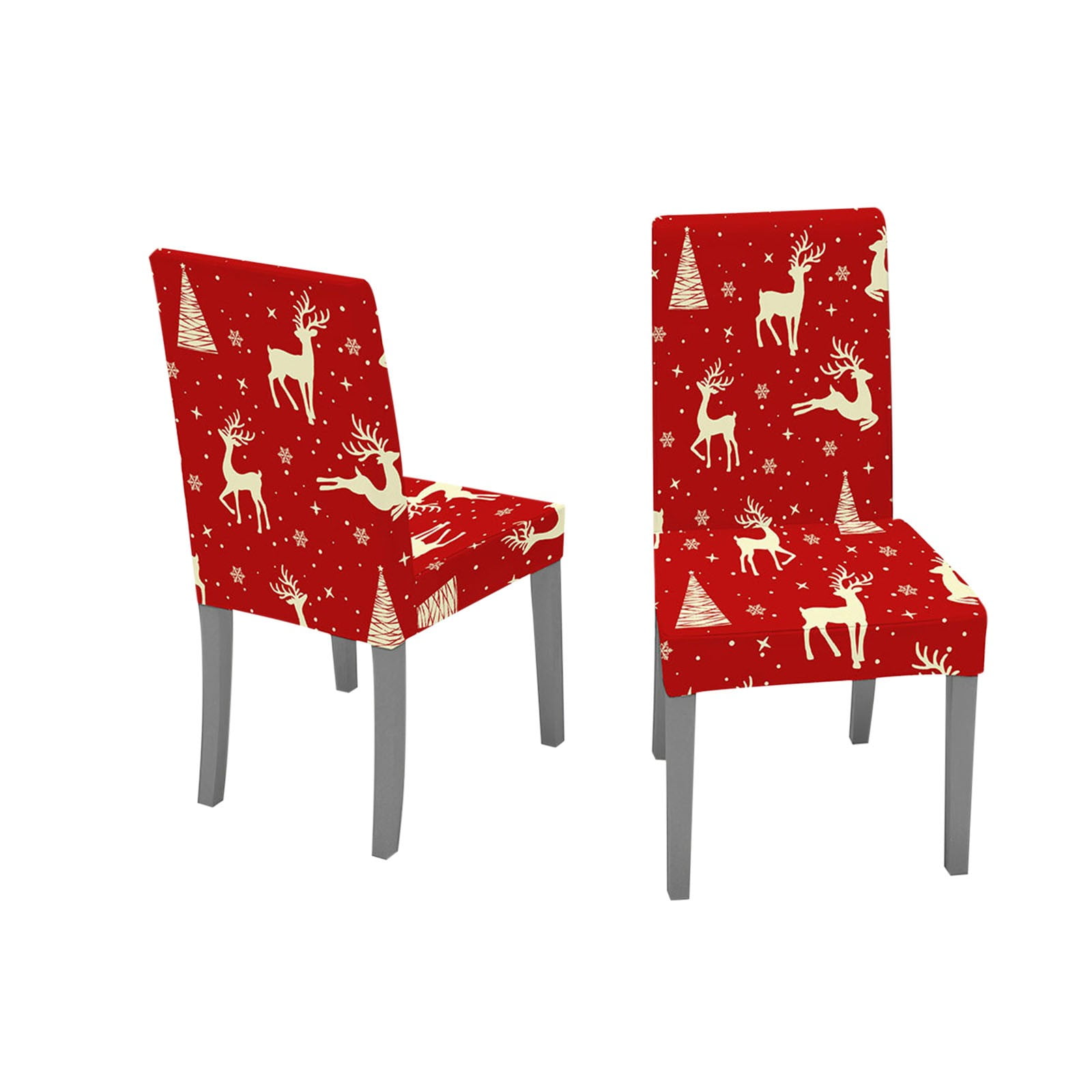 Christmas Chair Covers Set of 4, Stretch Xmas Kitchen Chair Cover Removable Washable Holiday