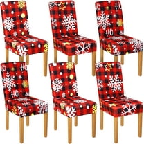 Christmas Chair Covers Set of 6, Red and Black Buffalo Plaid Chair Slipcovers Stretch Removable Washable Xmas Seat Protector for Christmas Holiday Kitchen Dining Room Bedroom Decors