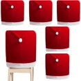 thumbnail image 1 of Christmas Chair Covers Set of 6: Red Santa Claus Hat Chair Back Covers Decor, Dining Chair Slipcovers for Xmas Christmas Restaurant Holiday Festival Party Decorations (Red 6PCS), 1 of 8