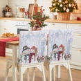 thumbnail image 1 of Christmas Chair Covers Set of 8 Cute Winter Snowman Snowing Scenery Wood Grain Chair Back Covers Stretch Removable Washable Slipcovers Protector for Dining Room Kitchen Party Decor, 1 of 5