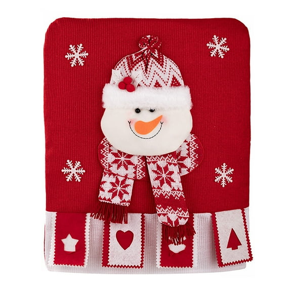 Christmas Chair Covers, Winter Santa Claus Snowman Elk Chair Back Protector Slipcovers Washable Red White Dining Seat for Home Hotel Kitchen Decor (Snowman)