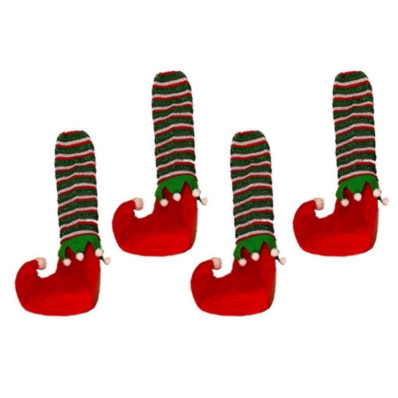 Christmas Chair Leg Covers Table Leg Covers Stripes Elf Feet Shoes Legs Party Decorations Favors Table Decoration 4PCS