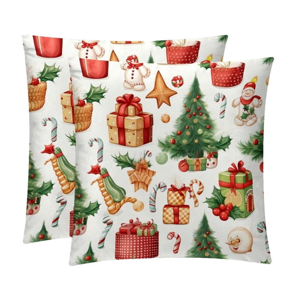 Christmas Chair Pillow Covers Set of 2 Throw Pillow Decorative Pillows Velvet with Unique Patterns for Various Occasions - Available in 16x16, 18x18, and 20x20 Inches