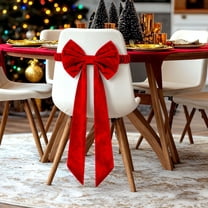Christmas Chair Sashes, Velvet Red Chair Bows for Wedding, Universal Chair Cover Back Tie Supplies for Banquet, Party, Hotel Holiday Event Decorations, 1 Pcs, 29.5x19.68"