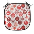thumbnail image 1 of Christmas Chair Seating Cushion, Classical Themed Old Fashioned Celebration Carols Winter Design Patterns, Soft Seat Pads for Office with Anti-slip Backing, 16"x16", White and Vermilion, by Ambesonne, 1 of 7