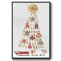 Christmas Chalet Collection B - Framed Gallery Wrapped Holiday Canvas - 17 x 25 - Black Frame