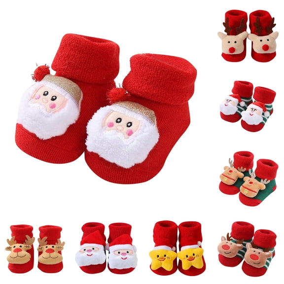 Christmas Character Knit Socks for Little Kids Snowman Reindeer Print Cute Tube Socks Toddler Winter Casual