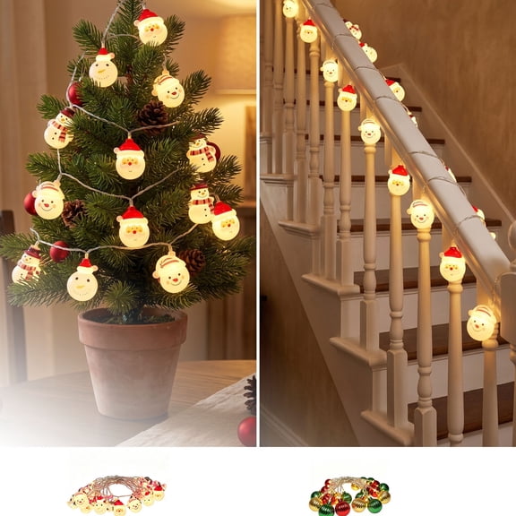 Christmas Character LED String Lights, 10-Light 4.92 Ft Multicolor Room Decoration, Style B