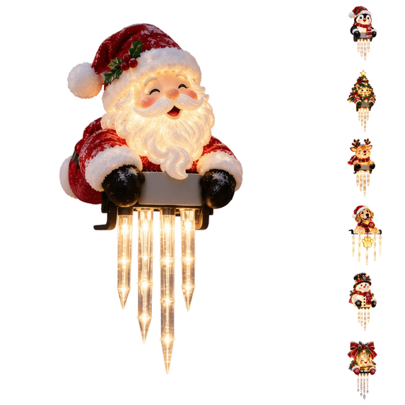 Hdb Railing Christmas Character Railing Light, Easy-to-Attach Holiday Decor for ...