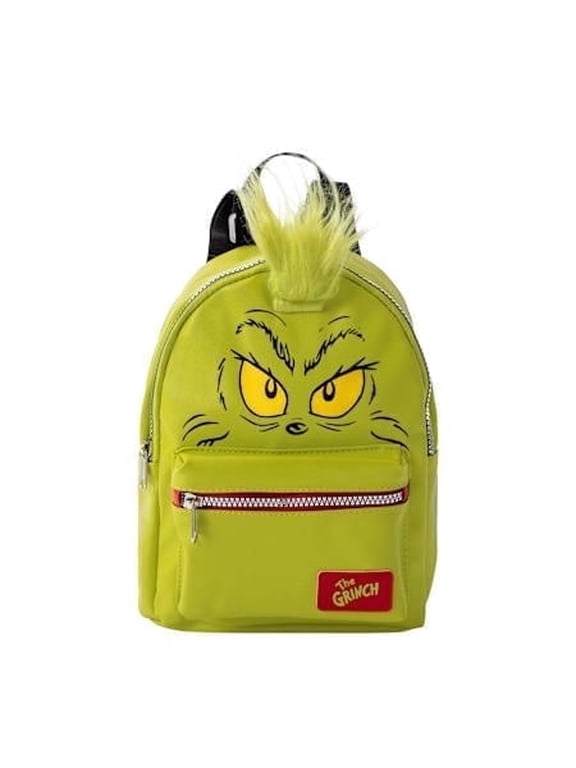 Christmas Character Themed Mini Bag with Zipper Pocket, Faux Leather, Green