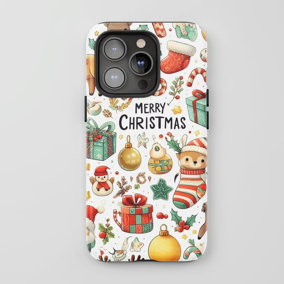Christmas Characters For All iPhone Series Tough Phone Case Cute Cartoon White