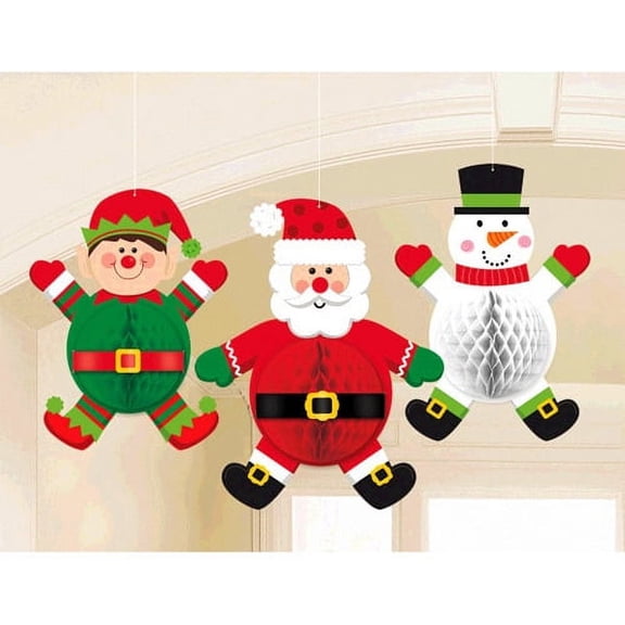 Christmas Characters Honeycomb Decorations (3 Pack)