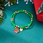 YILLMSN Christmas Charm Double Layer Bracelet Festive Christmas Bracelet Jolly Santa Pendant