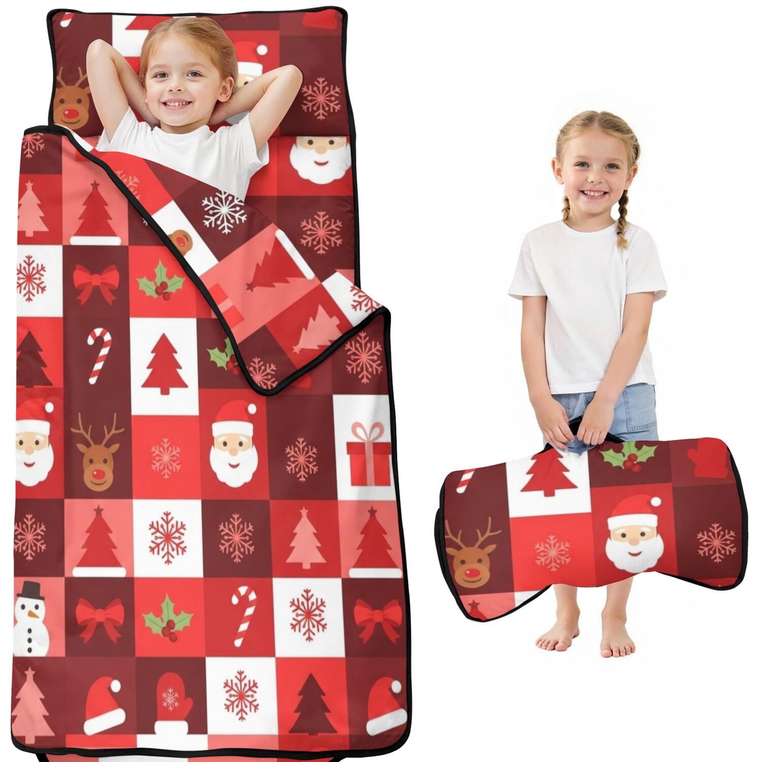 Tech Pattern Element Christmas Check Holiday Element Pattern Kids Nap Mat, Sleeping Mat with ...