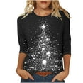 thumbnail image 1 of Christmas Checked Sweatshirts For Women 3/4 Sleeve Shirts Round Neck Pullover Sweater Blouses Christmas Snowman Blouse Spring Outfits Pullover Fall Winter Christmas Clothes, 1 of 5