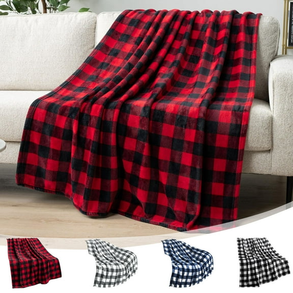 Christmas Checkered Flannel Throw Blanket, 59x39" Soft Fleece Microfiber Throw Blanket, Plaid Christmas Couch Throw Bed, Warm Blanket for Winter Holiday Bed Sofa Home