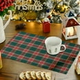 thumbnail image 1 of Christmas Checkered Placemat for Party Dinner Table Decor, Red Buffalo Plaid Xmas Place mat with Green Black Strips, Tartan Plaid Table Runner, 12" x 17" Classic Linen Fabric Decorative Tabletop, 1 of 6