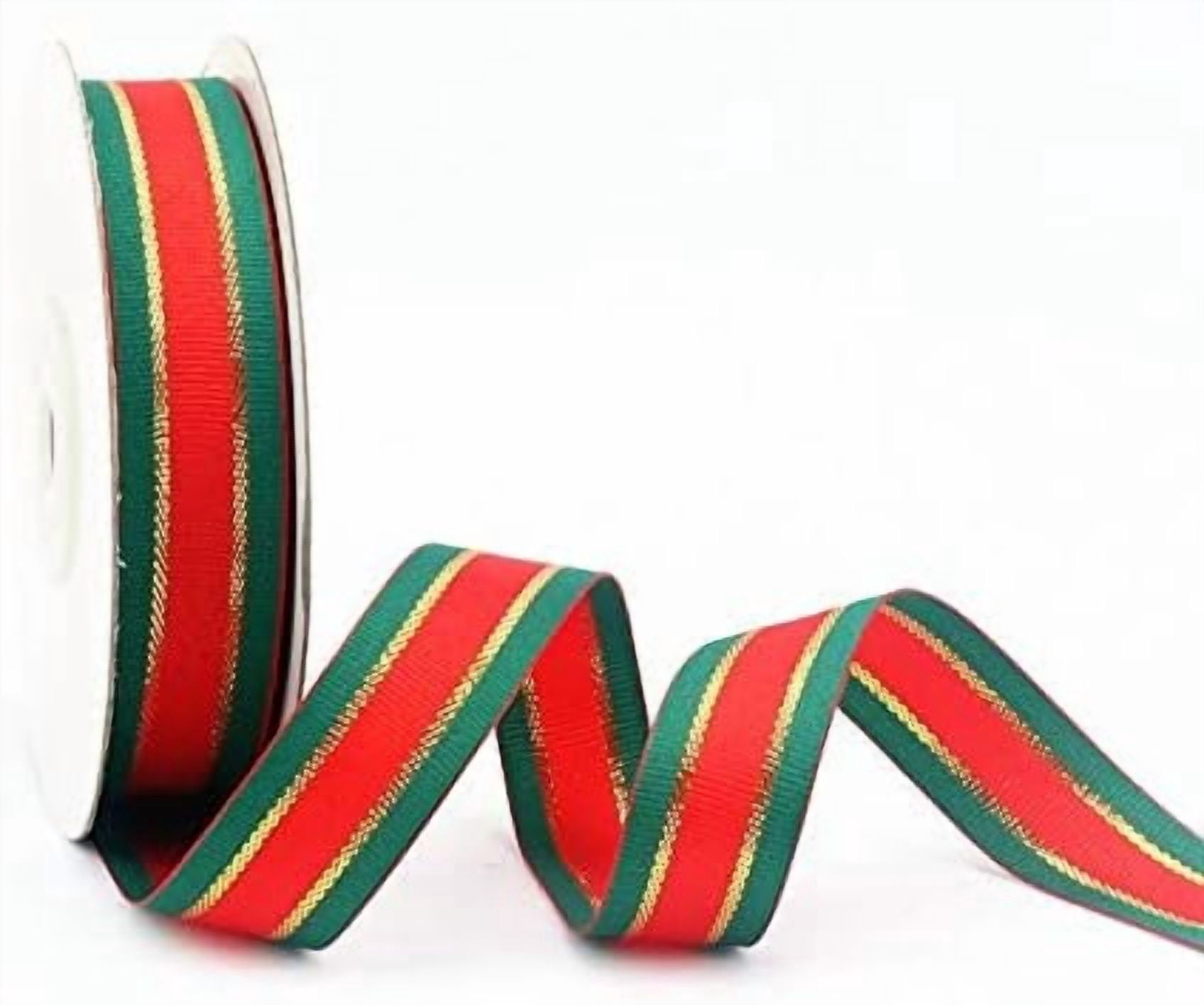 Christmas Checkered Plaid Ribbon 25 Yard Each Roll 100% Polyester Woven Edge Gingham Ribbon for Christmas Crafts, Gift Wrapping Red/Green/Gold (1 Inch(25mm))