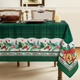 thumbnail image 1 of Christmas Checkered Rectangle Tablecloth, Winter Holly Bell Table Cloth, Green Buffalo Plaid Xmas Table Cover for Dining, Party, Holiday Decor - 60 x 84 Inch, 1 of 6