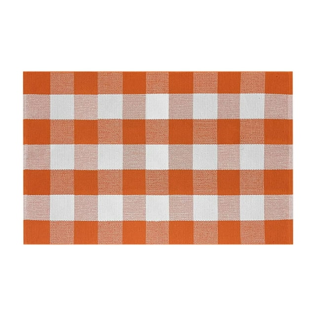 Christmas Checkered Rug Washable Front Door Mat Hand Woven Cotton Outdoor Rug Small Rug For Front Porch Kitchen Entryway Patio Bathroom