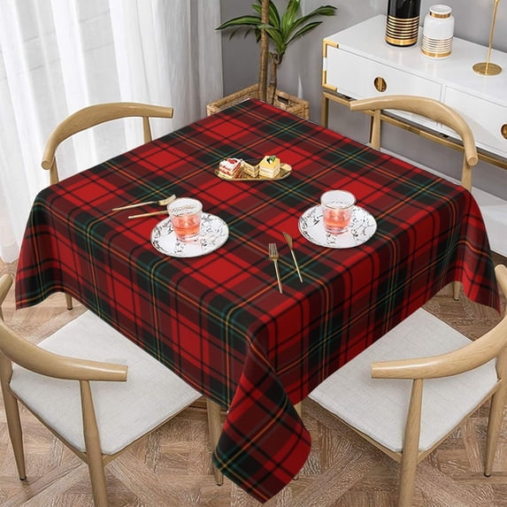 Christmas Checkered Square Tablecloth 54x54 Inch Red Green Buffalo Plaid Table Cloth Winter Xmas Holiday Table Covers Polyester Indoor Outdoor Tablecloths for Kitchen Dining Party