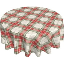 Christmas Checkered Tablecloth Round, 60 Inch Winter Xmas Red Green Tartan Buffalo Plaids Table Cloth Cover, Non-Slip Waterproof for Kitchen Dining Party Holiday Farmhouse Decor