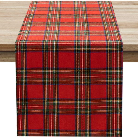 Christmas Checkered Tartan Table Runner - Red Buffalo Plaid Xmas Stain Resistant Washable Table Decoration for Dining/Parties/Holiday Decor, 13 x 48 Inch