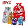 thumbnail image 1 of Christmas Cheer Drawstring Gift Bags, 2026 New Christmas Foil Gift Wrapping Sacks Pouches for Xmas, Holiday Drawstring Gift Bags Party Favor Gift Wrapping Bags Bulk, 15PCS, 1 of 5