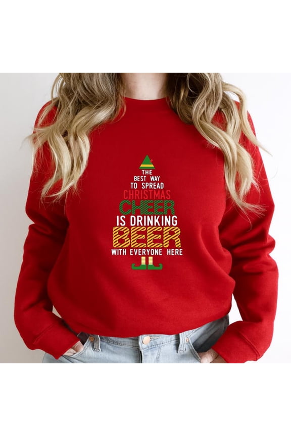 Christmas Cheer Funny Fairy Naughty St. Nick Fairy Beer Sweater Holiday Graphic SW5410 Unisex Sweatshirt, Up to Size 5XL