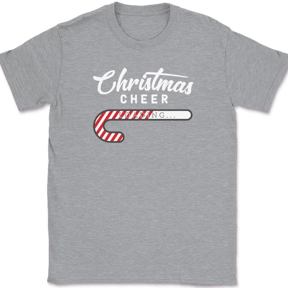 Christmas Cheer Loading T-Shirt Funny XMas Holiday Santa Claus Gift Tee - Heather Grey, XL