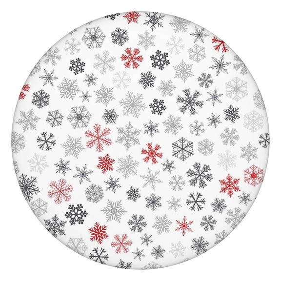 Christmas Cheer Round Table Cover with Elastic Border, 44 Inch Vibrant Snowflake Scene for Joyful Table Presentations