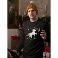 thumbnail image 1 of Christmas Cheer Unicorn Graphic Men Black Sweatshirt, Male 3X-Large, 1 of 4