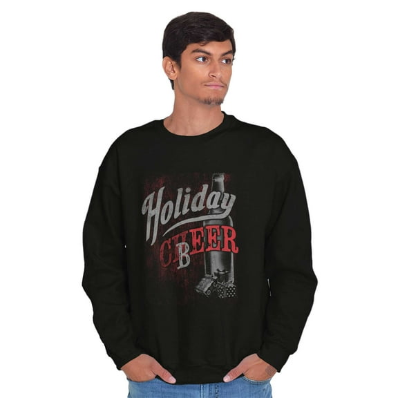 Christmas Cheer and Drinking Beer Men's Big & Tall Crewneck Sweatshirt Brisco Brands 2X