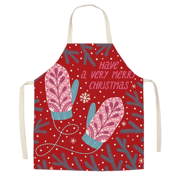 Christmas Chef Apron, Adjustable Cooking Bib with Festive Print for Men Women Holiday Baking Kitchen, 22x17.7 Inch, 1PC