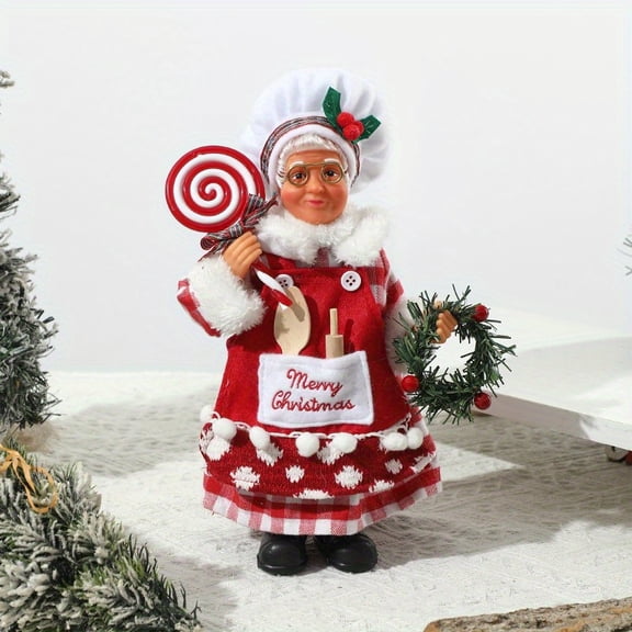 Christmas Chef Doll Decoration - Standing Table Ornament with Red & White Chef Hat, No Electricity Needed - Holiday Decor for Home, Restaurant, Hotel - Festive Kitchen Decoration Gift for